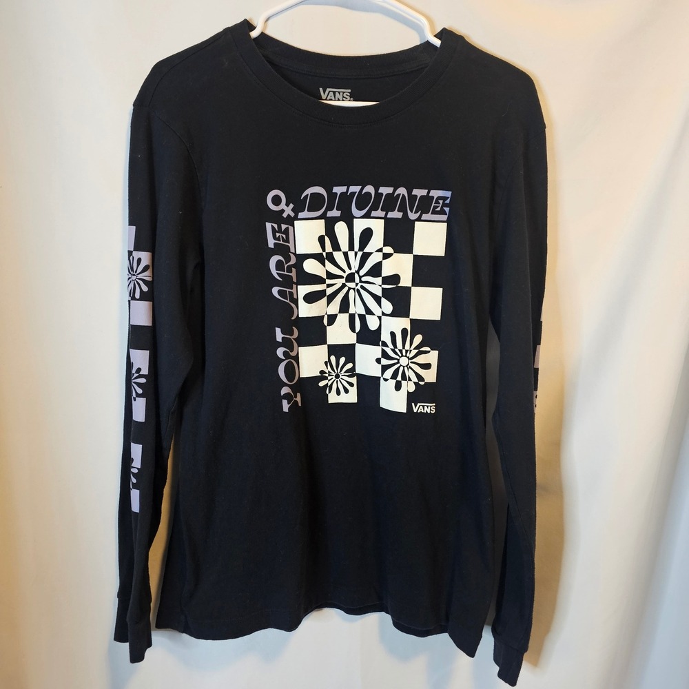 Vans Long Sleeve Shirt Large Black You Are Divine Skater Graphic Tee Feminist